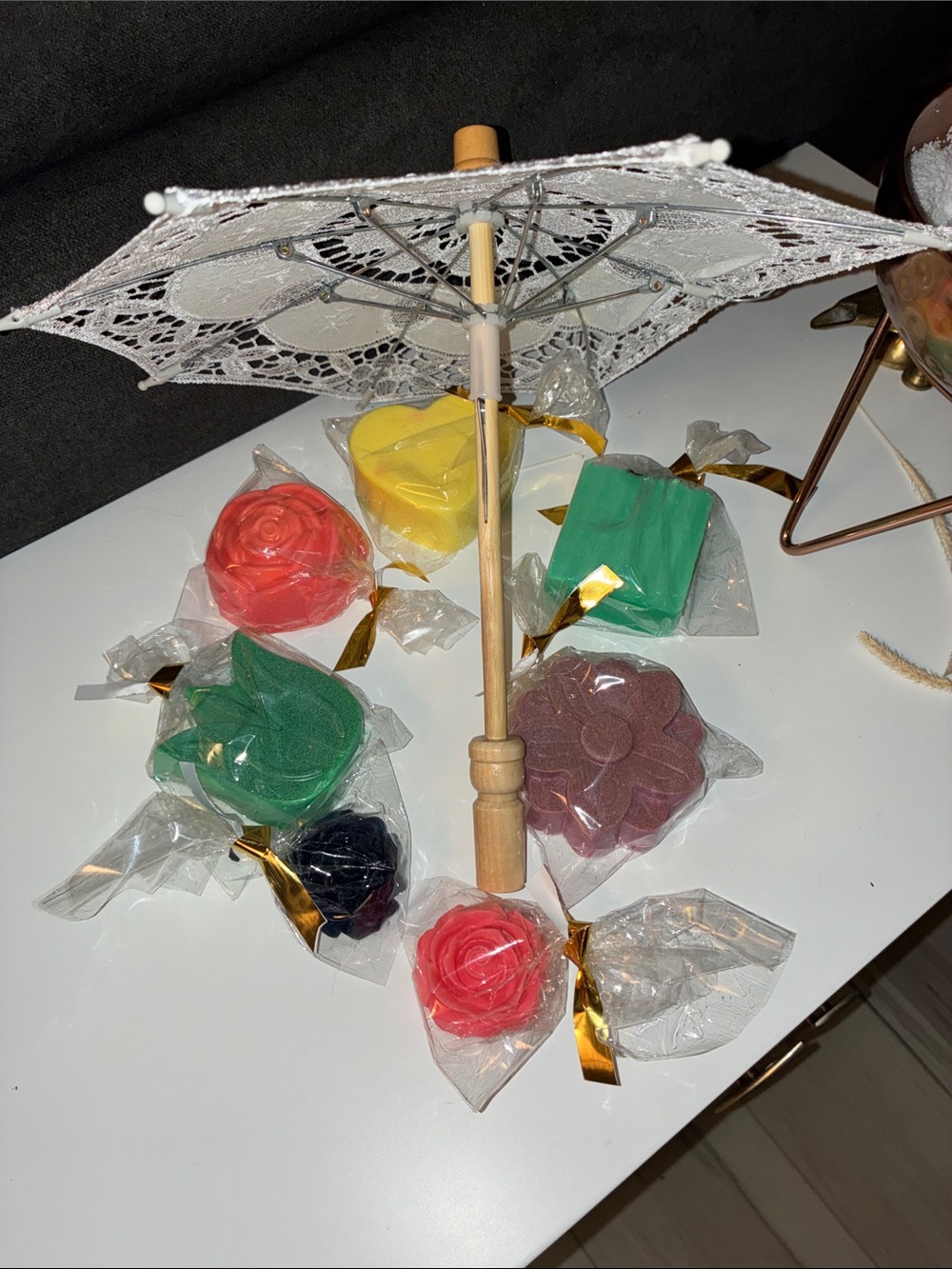Fabric Decor Umbrella with 7 Handmade Natural Soaps